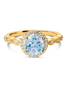 Golden Dreamy Blue Topaz ezüst gyűrű