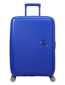 American Tourister Soundbox 4-kerekes keményfedeles bővíthető bőrönd 67 x 46.5 x 29/32 cm, kék