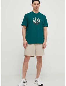 adidas Originals pamut póló zöld, férfi, nyomott mintás, IS0177