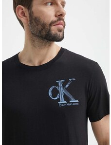 Calvin Klein Jeans pamut póló fekete, férfi, nyomott mintás, J30J325498
