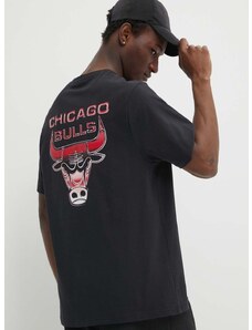 New Era pamut póló fekete, férfi, nyomott mintás, CHICAGO BULLS