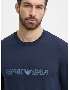 Emporio Armani Underwear pamut pulóver otthoni viseletre sötétkék, nyomott mintás, 111785 4R566