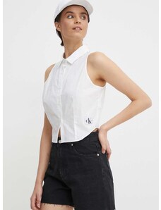Calvin Klein Jeans ing női, galléros, fehér, regular, J20J223129