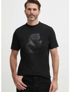 Karl Lagerfeld pamut póló fekete, férfi, nyomott mintás, 542224.755082