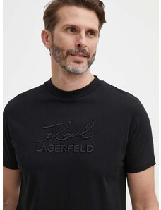 Karl Lagerfeld pamut póló fekete, férfi, nyomott mintás, 542225.755030