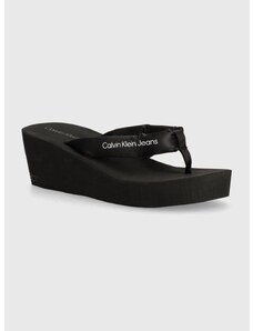Calvin Klein Jeans flip-flop BEACH WEDGE SANDAL PADDED NY fekete, női, éksarkú, YW0YW01397