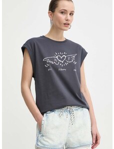 Miss Sixty pamut póló x Keith Haring női, szürke, 6L1SJ2400000