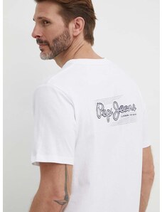 Pepe Jeans pamut póló SINGLE CLIFORD fehér, férfi, nyomott mintás, PM509367