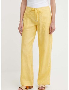 Lauren Ralph Lauren lennadrág sárga, közepes derékmagasságú széles