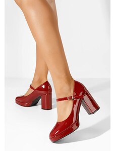 Zapatos Charlote piros vastag sarkú magassarkú