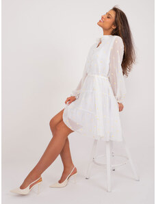 Fashionhunters White cocktail dress with ruffles