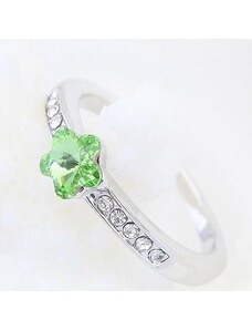 Ékszerkirály Virág alakú gyűrű, Peridot zöld, Swarovski kristállyal díszített, 6,5
