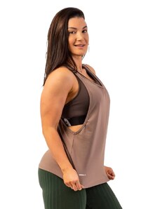 Nebbia Loose long tank top "Feeling Good" with a criss-cross at the back 419 brown L