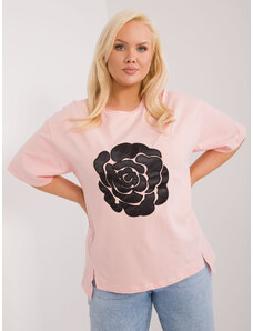 FANCY Világos rózsaszín póló virág mintával -FA-BZ-9325.59-light pink
