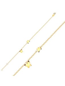 Ekszer Eshop - Arany 9K karkötő - pillangók sárga aranyból, fényes lánc ovális láncszemekből S1GG72.34