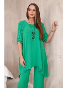 Kesi Set of blouse + trousers with pendant light green color