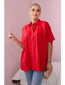 Kesi Cotton shirt with short sleeves, red