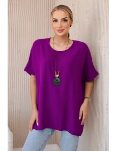 Kesi Oversized blouse with pendant in dark purple color
