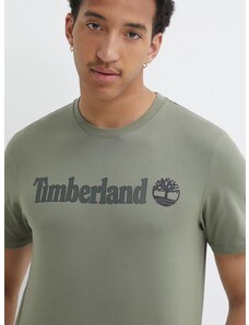Timberland pamut póló zöld, férfi, nyomott mintás, TB0A5UPQ5901