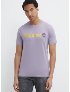 Timberland pamut póló lila, férfi, nyomott mintás, TB0A5UPQEG71