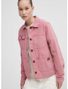 Superdry pamut kabát rózsaszín, átmeneti