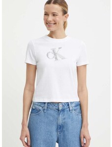 Calvin Klein Jeans pamut póló női, fehér, J20J223165