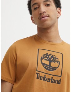 Timberland pamut póló barna, férfi, nyomott mintás, TB0A5QSPP471