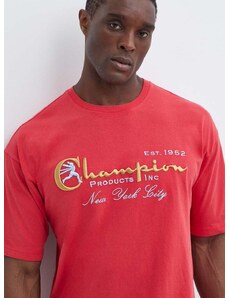 Champion pamut póló piros, férfi, nyomott mintás, 219998