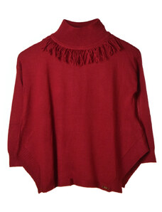 Mayoral vörös, garbó nyakú lány kötött pulóver – 140 cm
