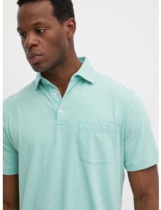 Polo Ralph Lauren póló vászonkeverékből zöld, sima