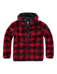 Brandit fleece kapucnis kabát Teddyfleece Worker, piros/fekete