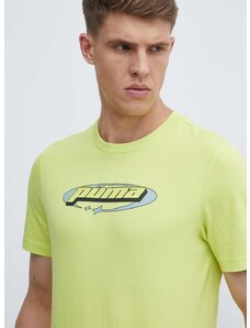Puma pamut póló zöld, férfi, nyomott mintás, 624271