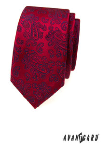 Avantgard Piros nyakkendő kék kasmír mintával