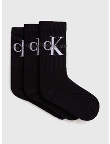 Calvin Klein Jeans zokni 3 pár fekete, női, 701220515