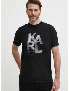 Karl Lagerfeld t-shirt fekete, férfi, nyomott mintás, 542221.755037