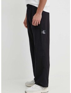 Calvin Klein Jeans nadrág vászonkeverékből fekete, egyenes, J30J325126