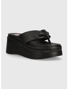 Tommy Jeans flip-flop TJW WEDGE SANDAL fekete, női, platformos, EN0EN02457