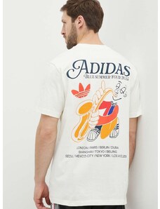 adidas Originals pamut póló bézs, férfi, nyomott mintás, IS2937