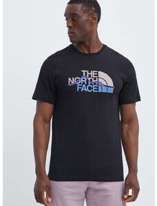 The North Face pamut póló fekete, férfi, nyomott mintás, NF0A87NTJK31