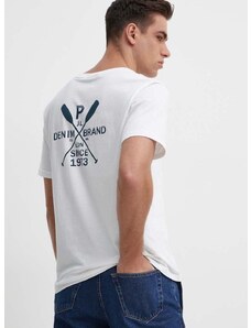 Pepe Jeans pamut póló CALLUM fehér, férfi, nyomott mintás, PM509370