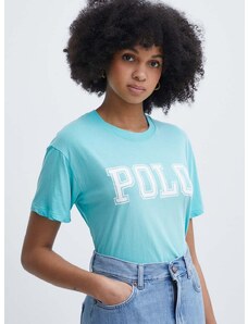 Polo Ralph Lauren pamut póló női, türkiz, 211935591