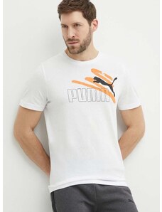Puma pamut póló fehér, férfi, nyomott mintás, 678988
