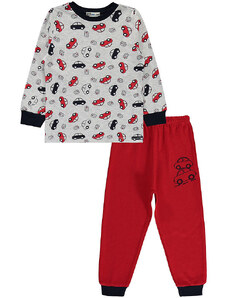 Civil Autós szürke-piros kisfiú pizsama (Méret 104-110)