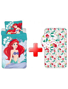 Disney Hercegnők ágyneműhuzat és gumis lepedő szett (Ariel)