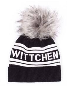 Női téli sapka WITTCHEN logóval Wittchen, fekete és fehér, viszkóz