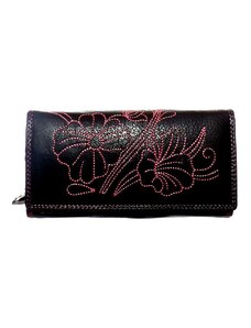 N.A. Női bőr pénztárca fekete-pink színű