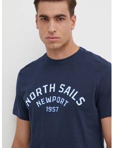 North Sails pamut póló sötétkék, férfi, nyomott mintás, 692988
