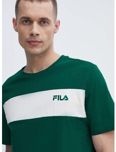 Fila pamut póló Lankaran zöld, férfi, nyomott mintás, FAM0680