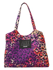 Just Cavalli Shopper táska ekrü / lila / málna / fekete
