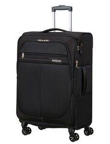American Tourister DEEP DIVE négykerekű bővíthető közepes bőrönd M-Fekete